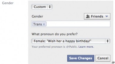 La nueva opción permite a los usuarios de Facebook elegir su género, de entre una lista de 50 posibilidades, y hacerlo público.